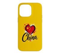 Carcasa para iPhone 14 Pro MAX Recuerdo de Viaje de Negocios con la Bandera de Vacaciones en Forma de corazón de «Me Encanta China