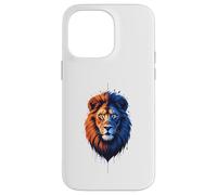 Carcasa para iPhone 14 Pro MAX Retrato de león con Colores divididos