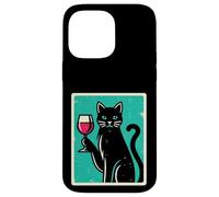 Carcasa para iPhone 14 Pro MAX Retro Elegante Gato con Vino Felino Gato Amante Gatito Gato Mamá