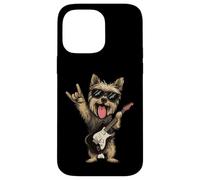 Carcasa para iPhone 14 Pro MAX Rock Dog Funny Pet Guitarra Tocando Cool Gráfico Juguetón Sharp