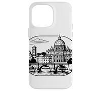 Carcasa para iPhone 14 Pro MAX Roma, la Ciudad eterna. Silueta Decorativa.