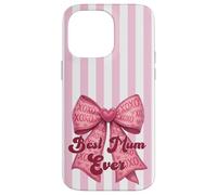 Carcasa para iPhone 14 Pro MAX Rosa Rubor, Lazo a Rayas, Pastel, superlinda, la Mejor mamá de la Historia