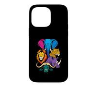 Carcasa para iPhone 14 Pro MAX Safari Big Five Animales Bold Color Retrato Popart Diseño