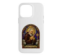 Carcasa para iPhone 14 Pro MAX San Padre Pío Católico Devocional Gótico Mosaico Icono Arte