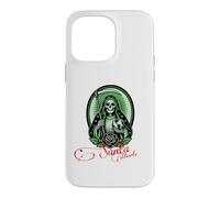 Carcasa para iPhone 14 Pro MAX Santa Muerte Green Justice Scythe Globe Folk Saint Rose