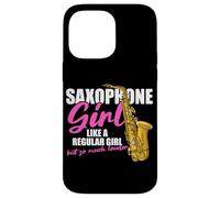 Carcasa para iPhone 14 Pro MAX Saxofón Girl Saxofón Jugador Saxofón
