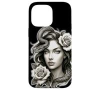 Carcasa para iPhone 14 Pro MAX Serpiente Chica Serpiente Rosas Medusa