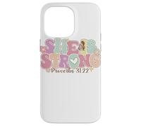Carcasa para iPhone 14 Pro MAX She Is Strong Proverbs 31:22 Gráfico Floral
