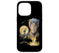 Carcasa para iPhone 14 Pro MAX Shoebill Stork Aullando a la Luna, extraño Meme Divertido pájaro de los 90