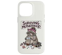 Carcasa para iPhone 14 Pro MAX Sobreviviendo Maternidad Mamá Cansada Mapache Café Helado Mamá Vida