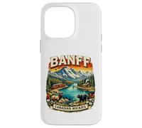 Carcasa para iPhone 14 Pro MAX Souvenir del Parque Nacional Retro Mountain Scenic de Banff, Canadá