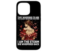 Carcasa para iPhone 14 Pro MAX Soy la tormenta, Ella susurró, Mariposa, inspiradora