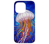 Carcasa para iPhone 14 Pro MAX Stained Glass Jellyfish Mosaic Art Ocean Creature