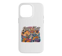 Carcasa para iPhone 14 Pro MAX Stay Chill Tiger Tropical Beach Vacaciones Retro Verano Vibes