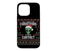Carcasa para iPhone 14 Pro MAX Suéter Feo de Navidad de First Contact Alien UFO