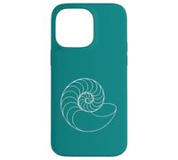 Carcasa para iPhone 14 Pro MAX Teal Minimalista Nautilus Shell Line Art Ocean