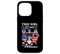 Carcasa para iPhone 14 Pro MAX This Girl Loves USA and Her Manx Cat 4th of July Patriotic