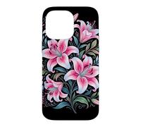 Carcasa para iPhone 14 Pro MAX Tiger Lilies Blue White Pink Summer Spring Flowers Lily Buds