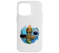 Carcasa para iPhone 14 Pro MAX Tiki Man Shark Selfie - Funny Island Ocean Vibes Tropical
