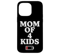 Carcasa para iPhone 14 Pro MAX Tired Mom of 4 Kids Mother of Four Children Low Battery