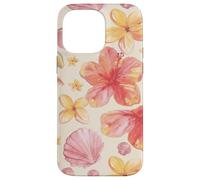 Carcasa para iPhone 14 Pro MAX Tropical Hibiscus Seashells Summer Floral Pattern