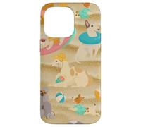 Carcasa para iPhone 14 Pro MAX Tropical Summer Sandy Beach Dogs Cute Caniche Chihuahua Puppy