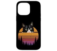 Carcasa para iPhone 14 Pro MAX Tuxedo Cat Retro 70s Sunset Vintage Cat Lover