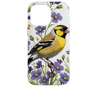 Carcasa para iPhone 14 Pro MAX Un jilguero Oriental rodeado de Flores violetas comunes