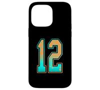 Carcasa para iPhone 14 Pro MAX Uniforme de Jugador número 12, Color Verde Menta, Verde Azulado, Naranja, número 12