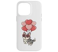 Carcasa para iPhone 14 Pro MAX Valentines Day Heart Balloons Blue Merle Cardigan Corgi Dog