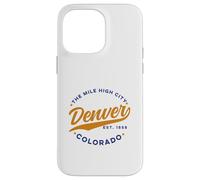 Carcasa para iPhone 14 Pro MAX Vintage Denver Mile High City Colorado Texto Azul Naranja