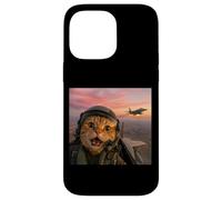 Carcasa para iPhone 14 Pro MAX Vintage Fighter Pilot Cat Cool Look Aviación Selfie Art