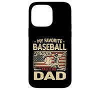 Carcasa para iPhone 14 Pro MAX Vintage My Favorite Baseball Player Calls Me Dad Bandera de EE. UU