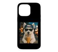 Carcasa para iPhone 14 Pro MAX West Highland White Terrier Bebiendo café Helado Perro Divertido