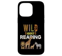 Carcasa para iPhone 14 Pro MAX Wild About Reading Libros Animales del zoológico Amor Lectura de Libros