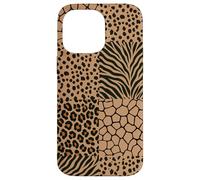 Carcasa para iPhone 14 Pro MAX Wild Safari Animal Patchwork Beige Pattern Collage