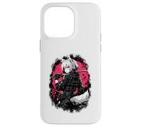 Carcasa para iPhone 14 Pro MAX Wolf Anime Girl Samurai Katana Rosa Negro Diseño Estético