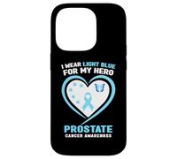 Carcasa para iPhone 14 Pro Me Pongo Azul Claro para la Conciencia del cáncer de próstata de mi héroe