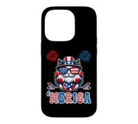 Carcasa para iPhone 14 Pro Merica USA American Flag Patriotic Happy 4th of July Cat