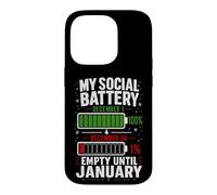 Carcasa para iPhone 14 Pro Mi batería Social vacía hasta enero Navidad Divertida