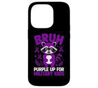 Carcasa para iPhone 14 Pro Military Child Month Raccoon, Purple Up for Military Kids