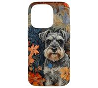 Carcasa para iPhone 14 Pro Miniatura Schnauzer Sal Pimienta Floral Perro Arte