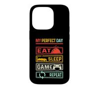Carcasa para iPhone 14 Pro My Day Eat Sleep Game Repeat Funny Gamers Vintage