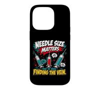 Carcasa para iPhone 14 Pro Needle Size Matters Funny Nursing