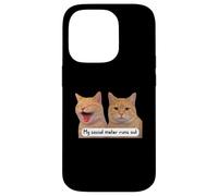 Carcasa para iPhone 14 Pro Neurospicy My Social Meter Runs out Funny Introvert Cat Meme