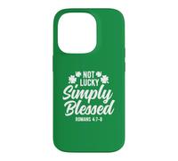 Carcasa para iPhone 14 Pro Not Lucky Simply Blessed, Vintage, St Patrick's Faith Green