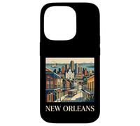 Carcasa para iPhone 14 Pro Nueva Orleans Luisiana Retro Vintage Tranvía Barrio Francés