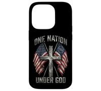 Carcasa para iPhone 14 Pro One Nation Under God Cross - Bandera Americana con gráfico patriótico