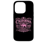 Carcasa para iPhone 14 Pro Oso California 1850 Vintage SoCal Norcal Los Ángeles Rosa