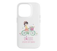 Carcasa para iPhone 14 Pro París Mente Bicicleta Chica Torre Eiffel Estética Viaje Amor